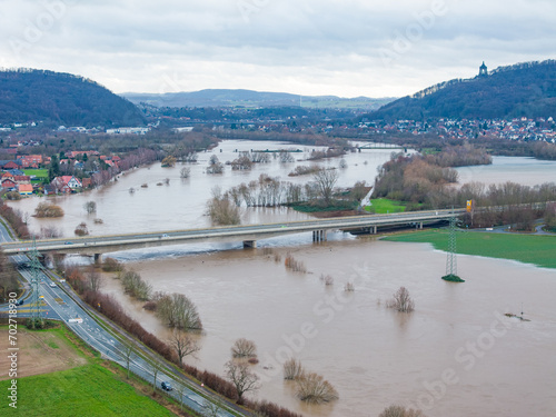 hochwasser, weser, minden, wasser, landschaft, überschwemmung, naturkatastrophe, regen, flut, überflutung, wassermassen, porta Westfalica photo