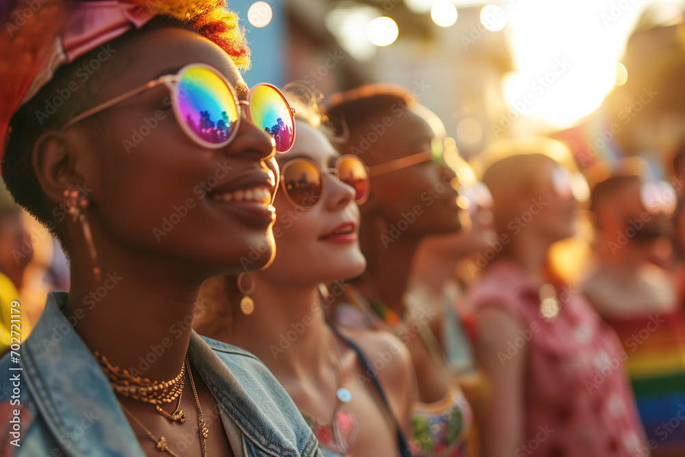 LGBTQ community of Diverse young friends on gay pride festival LGBTQ community of Diverse young friends on gay pride festival