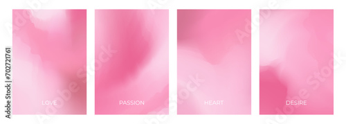 Blurred backgrounds with pink color gradients. Set of defocused backgrounds for wedding invitations and Happy Valentine's Day holiday greetings. Vector illustration.