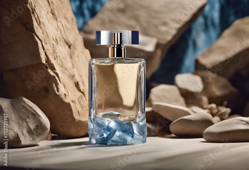 Armonia di Essenze- Profumo Unisex in Bottiglia Trasparente, Tonalità Beige e Blu in Tendenza photo