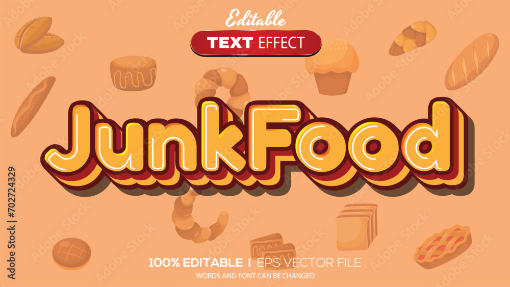 editable text effect junk food theme