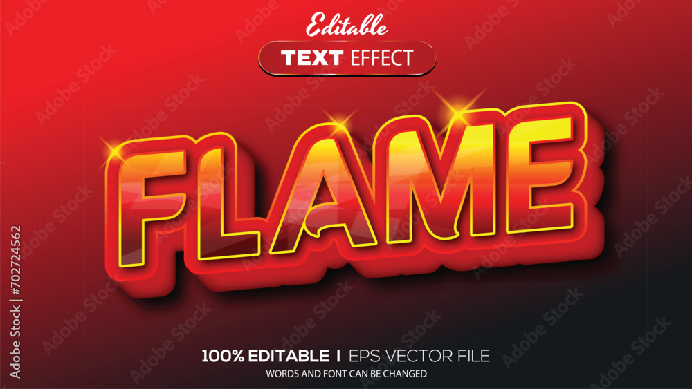 editable text effect flame theme