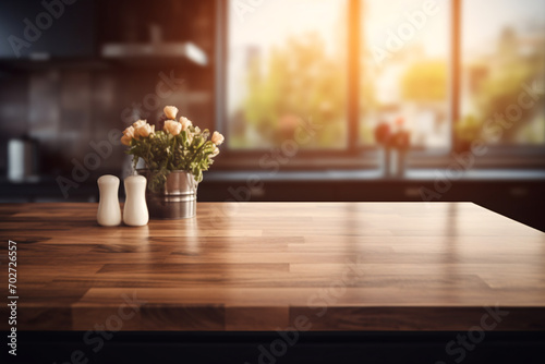 Minimalist Still Life of Kitchen Utensils on Dark Brown Wooden Table