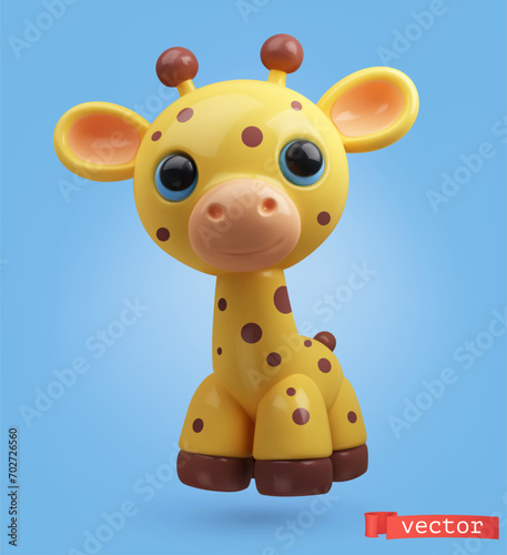 Giraffe, 3d render vector cartoon icon