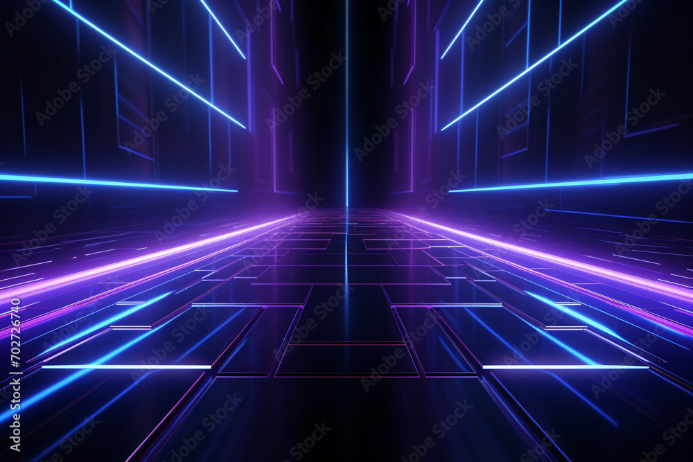 Abstract Technology Futuristic Neon Lines on Dark Background Abstract Technology Futuristic Neon Lines on Dark Background