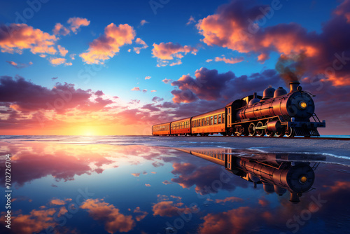 Evening Light Train Journey. Serene and Peaceful