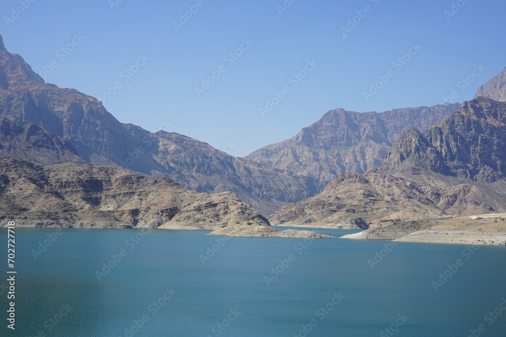 Wadi Dayqah Dam reservoir, Muscat, Oman visitor center on a hot sunny day 