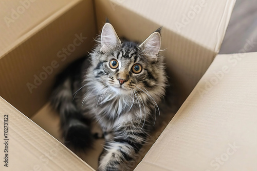 Tabby Cat Finds Comfort in Cozy Cardboard