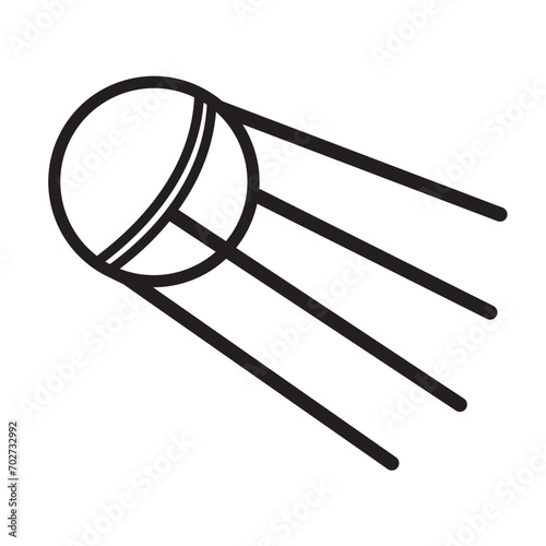 Satellite isolated on a white background, black outline, doodle-style flat design illustration, coloring book