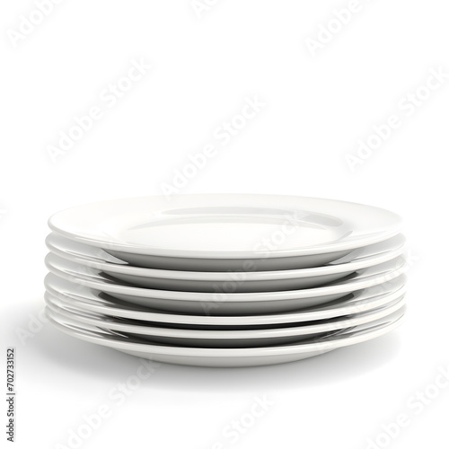 Pile of white plates isolated on a white background 