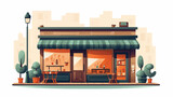 Cute coffee shop illustration vector