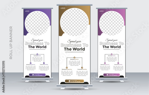 Roll up banner design template,modern x-banner,agency roll up banner design or pull up banner template,editable roll-up banner vector,Agency stands roll up banner design stands template layout with 3 