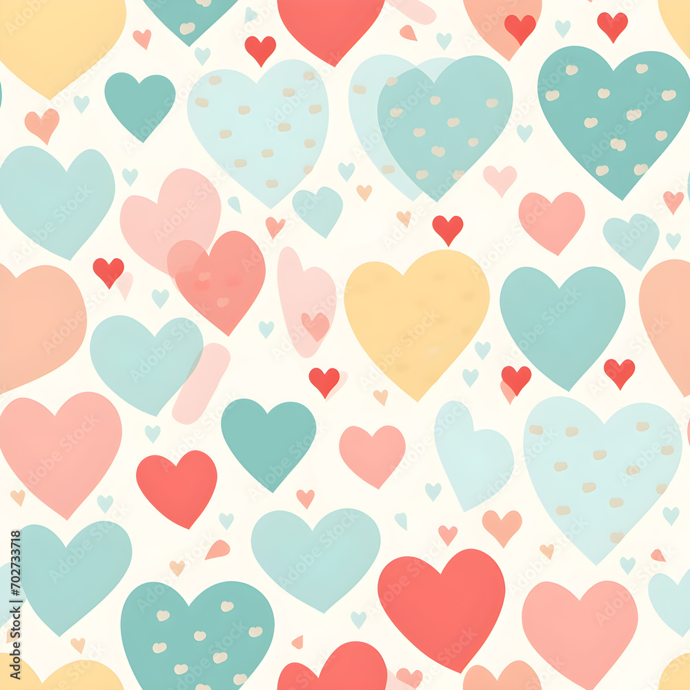 sweet pastel hearts, Valentine, pattern background.