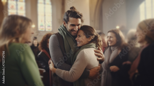 Couple Embracing Warmly at Social Gathering © Polypicsell