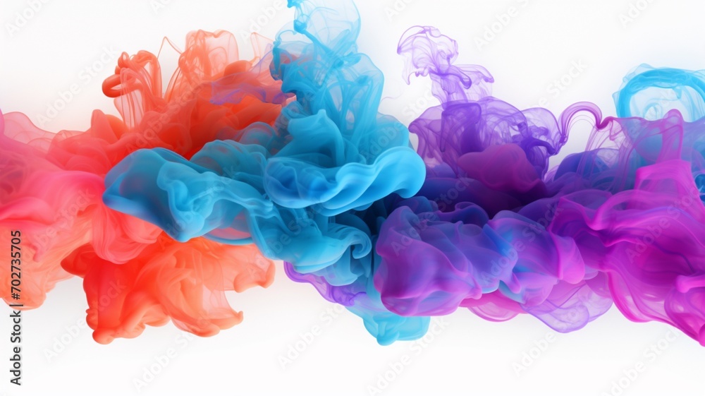 A colorful smoke burst isolated on white background Ai generated art