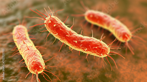 Digitally rendered image of gut bacteria or microbiome photo