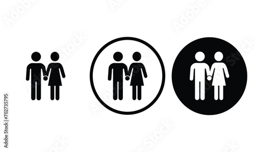 icon Couple black outline for web site design and mobile dark mode apps Vector illustration on a white background