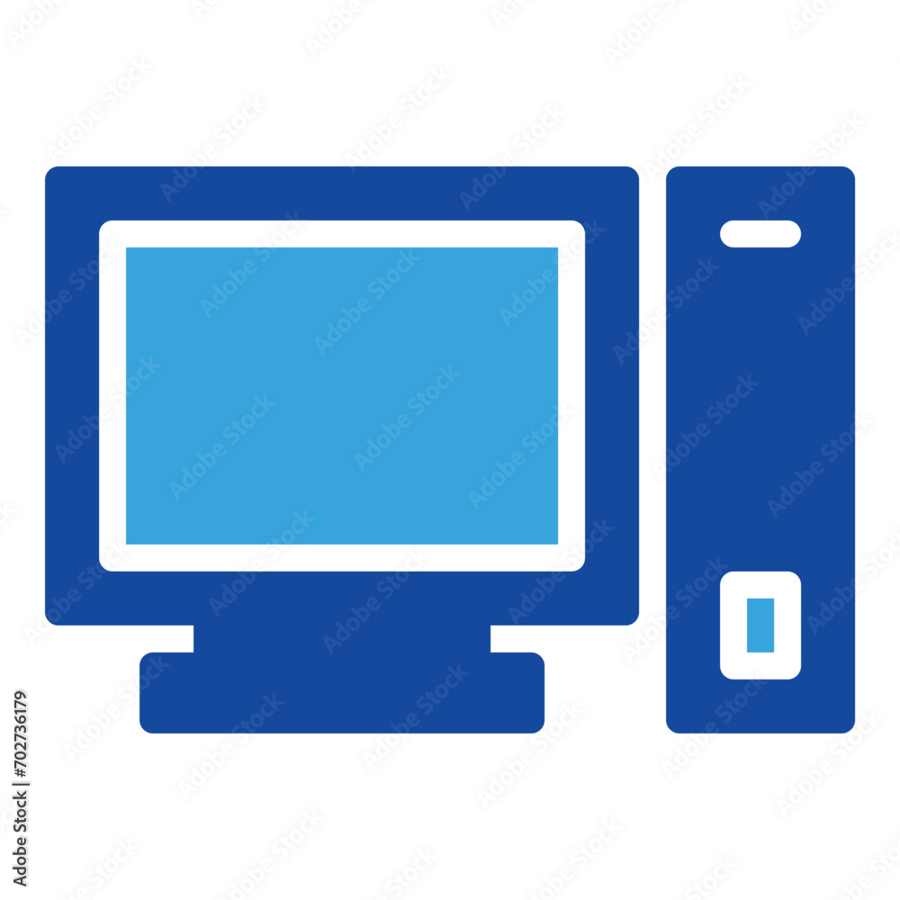 Pc computer icon or logo illustration glyph style
