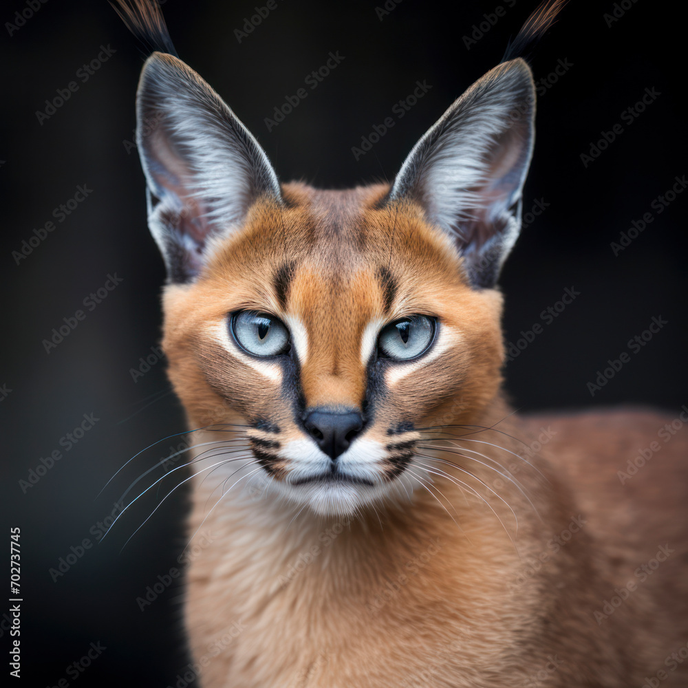 Obraz premium caracal cat looks at camera.