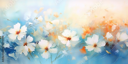 painting style illustration, beautiful soft tone color flowers blossom garden, Generative Ai	
 photo