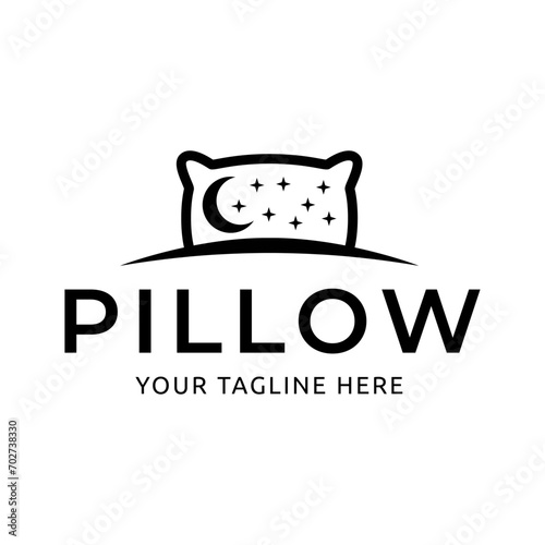 Simple Design Sleeping Pillow. Logo for Business, Interior, Furniture and Sleep Symbol.