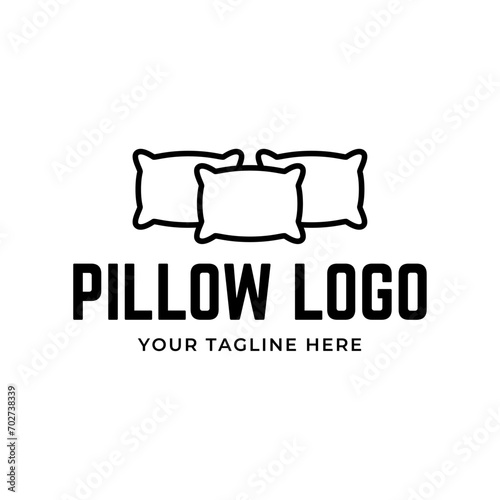 Simple Design Sleeping Pillow. Logo for Business, Interior, Furniture and Sleep Symbol.