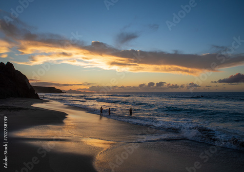 Sunset view of Fuerteventura coast in La Pared
