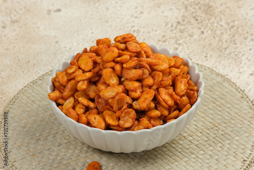 Kacang Koro pedas or spicy Koro beans. traditional snack from Java, Indonesia. photo