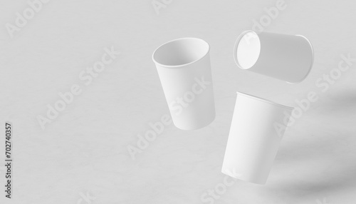 Paper coffee cup mock up. Paper coffee cup isolated on white background. 3D illustration