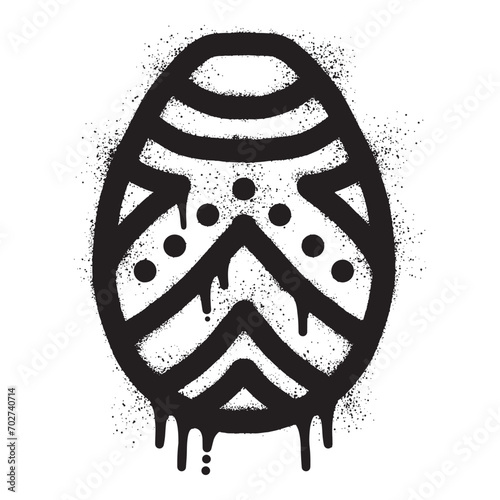 Easter egg graffiti drawn with black spray paint