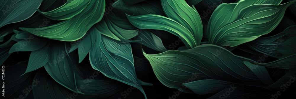 closeup nature view of green leaf texture, dark wallpaper concept, nature background, tropical leaf