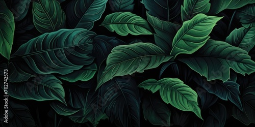 leaves of Spathiphyllum cannifolium, abstract dark green texture, nature background, tropical leaf © Landscape Planet