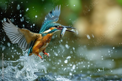 Kingfisher catching the fish. © Bargais