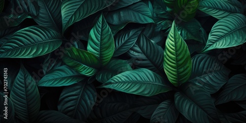 leaves of Spathiphyllum cannifolium  abstract dark green texture  nature background  tropical leaf