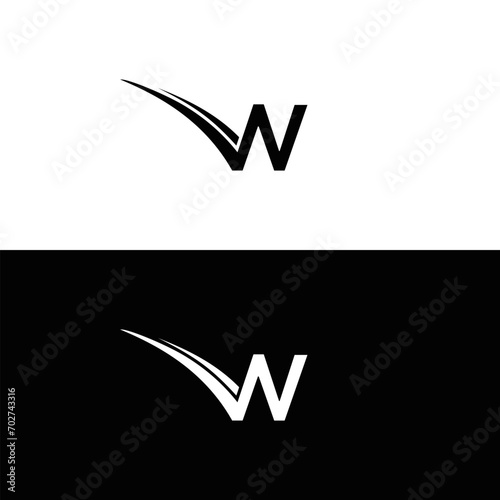 W letter logo, Letter W logo, W letter icon Design with black background. Luxury W letter  photo