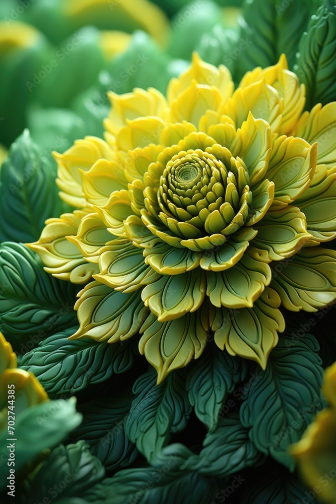 Surreal dark chrome green and yellow flower dahlia macro isolated on black Surreal dark chrome green and yellow flower dahlia macro isolated on black