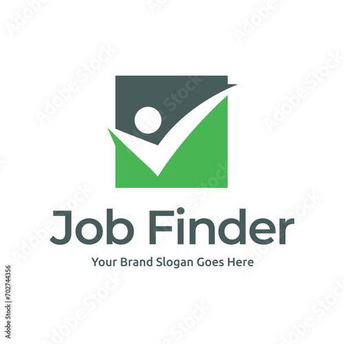 Job logo finder design template. Creative concept of digital find job vector illustration.