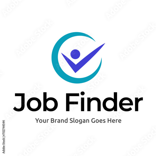 Job logo finder design template. Creative concept of digital find job vector illustration.