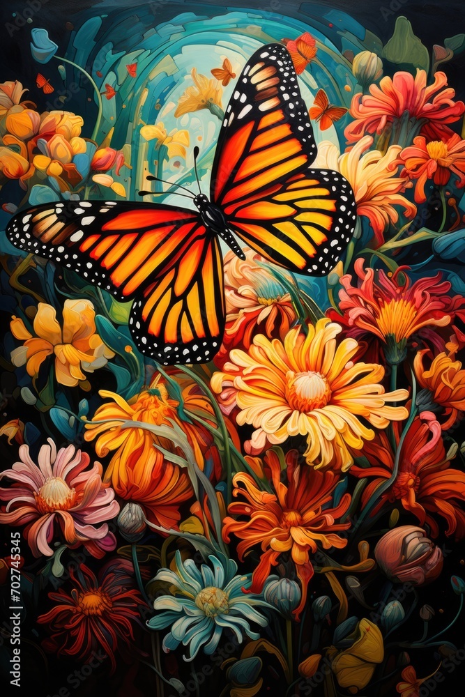 Paint, horses, butterfly, abstract, texture, aureate, fashion art background, the animals Paint, horses, butterfly, abstract, texture, aureate, fashion art background, the animals