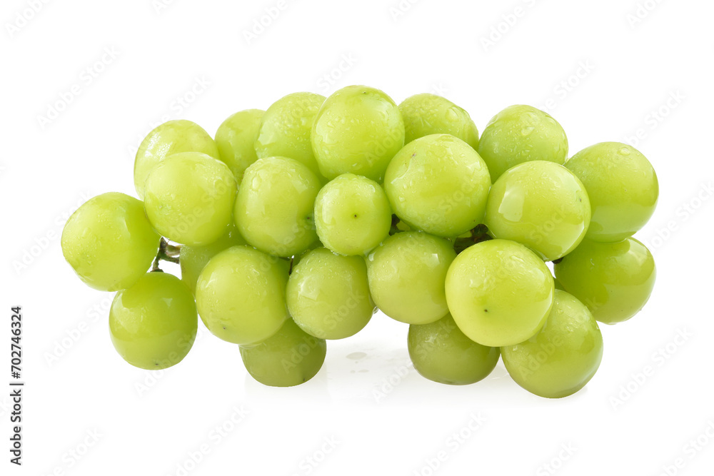 Grapes isolated. Bunch of ripe green grapes in water drops. Grapes isolated. Bunch of ripe green grapes in water drops.