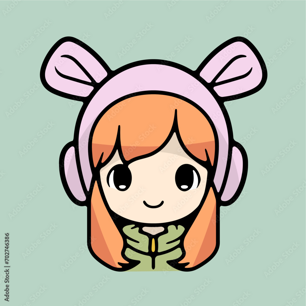 Obraz premium Cute Little Girl with Bunny Ears Icon