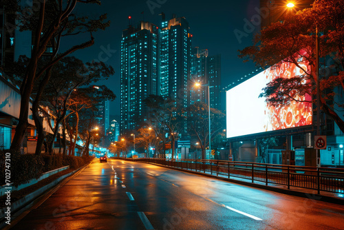 Urban Nightscape with Glowing Billboard © AIproduction