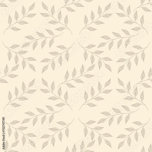 Seamless pattern of twigs with leaves