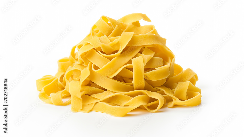 Uncooked fettuccini pasta with sauce. top view Uncooked fettuccini pasta with sauce. top view