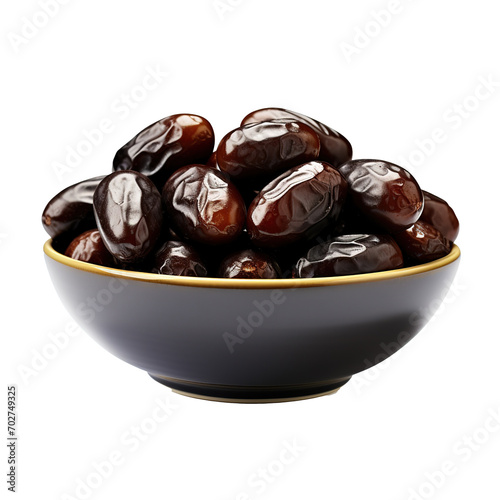 bowl of dates isolated white or transparent