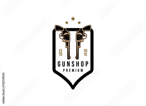 Classic vintage style gun shop logo. Shooting club logo design