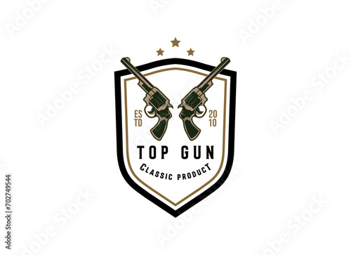 Classic vintage style gun shop logo. Shooting club logo design