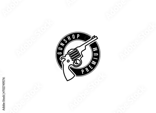 Classic vintage style gun shop logo. Shooting club logo design