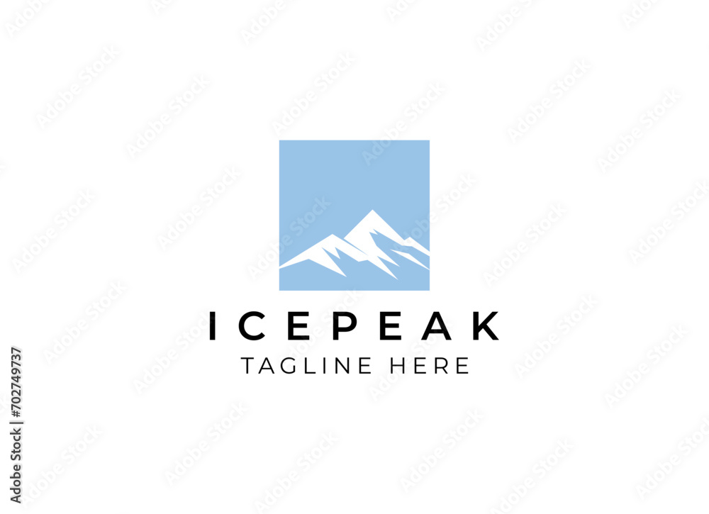 Ice Peak Mount Stone mountain adventure logo design. Minimalist mount ice peak logo Ice Peak Mount Stone mountain adventure logo design. Minimalist mount ice peak logo