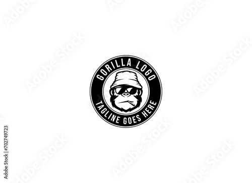 Cool Gorilla logo, monkey head vector template. Head of gorilla logo design
